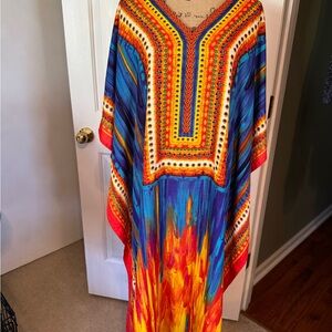 Vibrant Multicolor Kaftan in Vibrant Colors with V Neckline